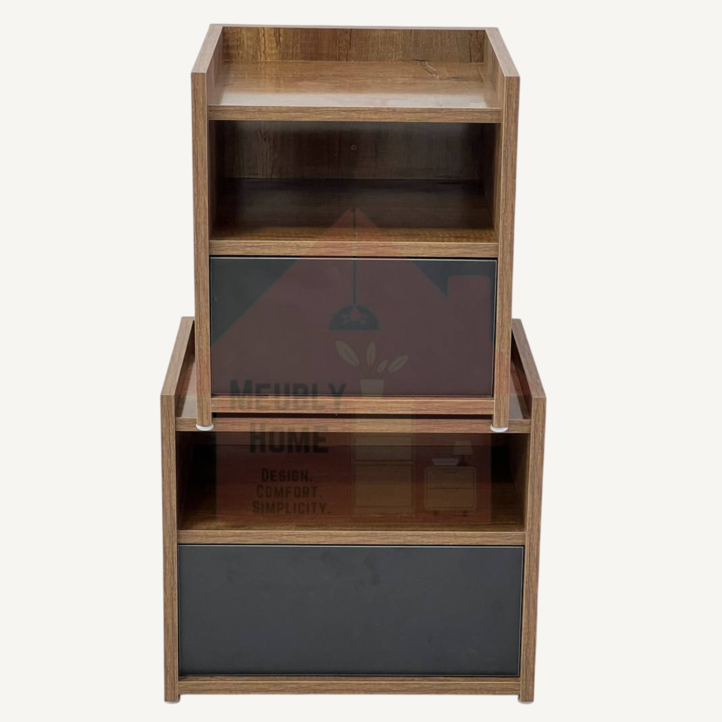 Modern Bedside Table – High-Quality MDF, Large Drawer & Open Storage Shelf