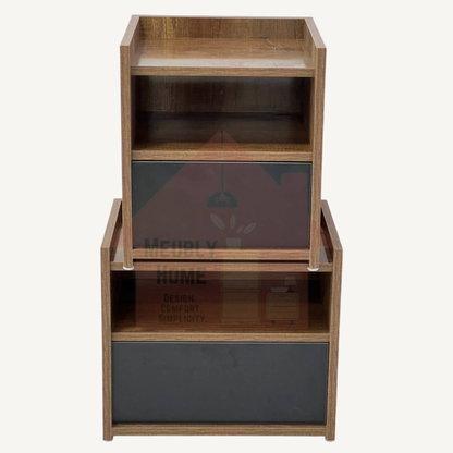 Modern Bedside Table – High-Quality MDF, Large Drawer & Open Storage Shelf