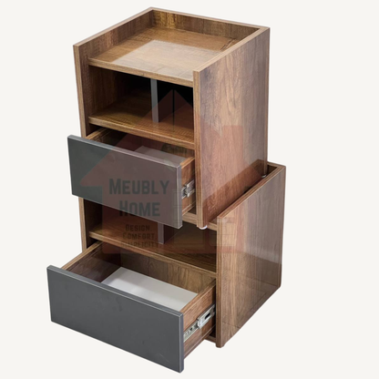 Modern Bedside Table – High-Quality MDF, Large Drawer & Open Storage Shelf