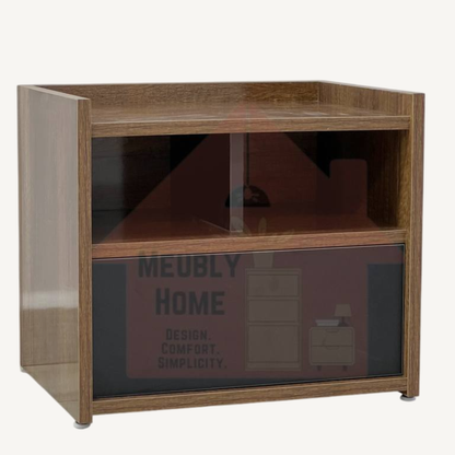 Modern Bedside Table – High-Quality MDF, Large Drawer & Open Storage Shelf
